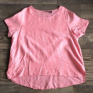 Tahari Linen Short Sleeve Top Heathered Red 1X